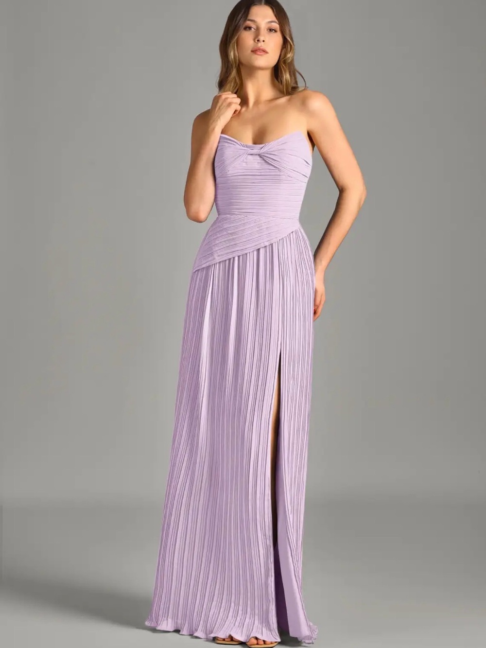 Azazie Lavender Strapless Ruched Sweetheart Gown